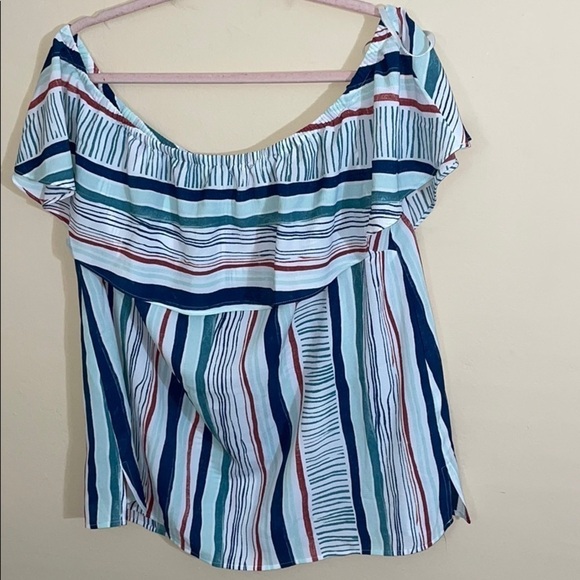 Lane Bryant Striped Off-The-Shoulder Top 14/16 - Picture 6 of 7
